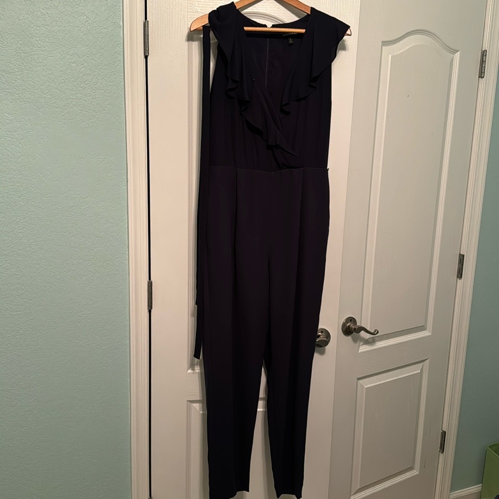 Banana republic navy jumpsuit with removable sash size 8 tall